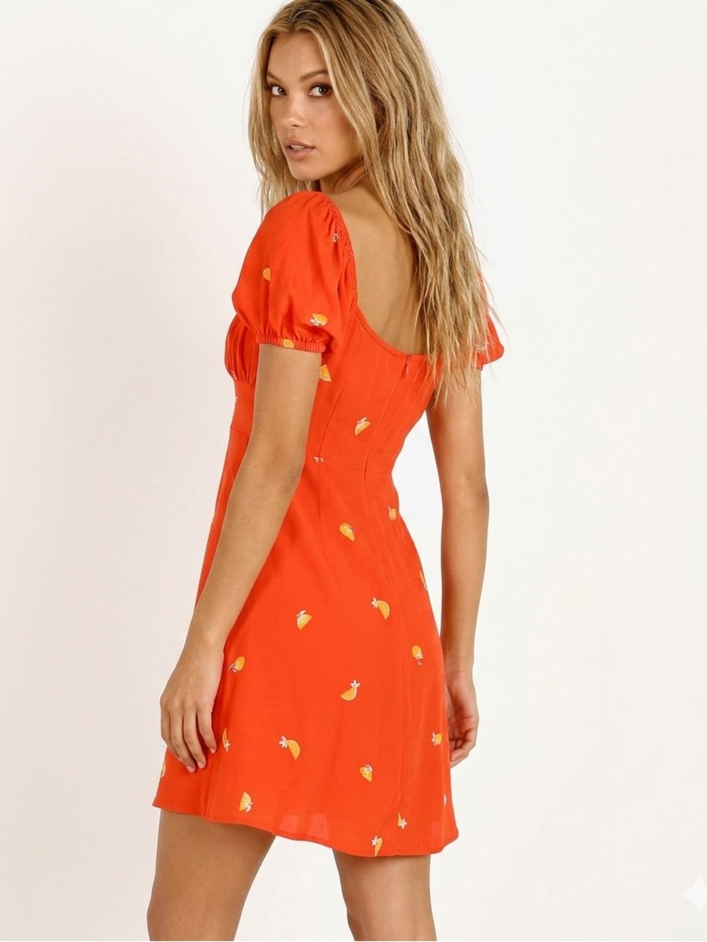 ASTR The Label Nancy Fruit‎ Print Romantic Ballet Core Puff Sleeve Dress